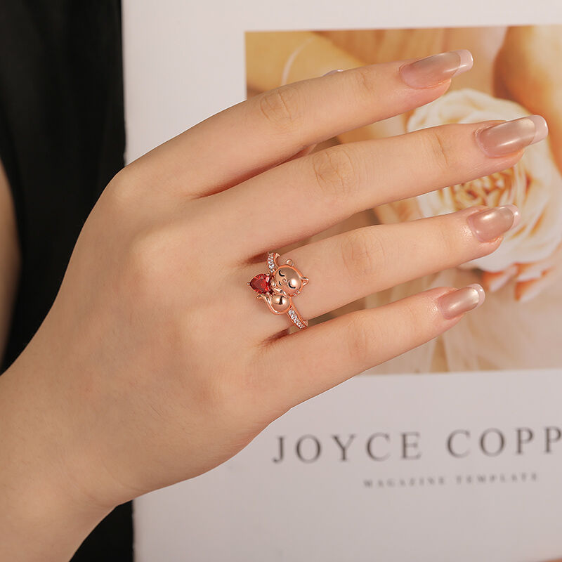 Jeulia Hug Me Bague Doux chat endormi Coupe Cœur Argent Sterling
