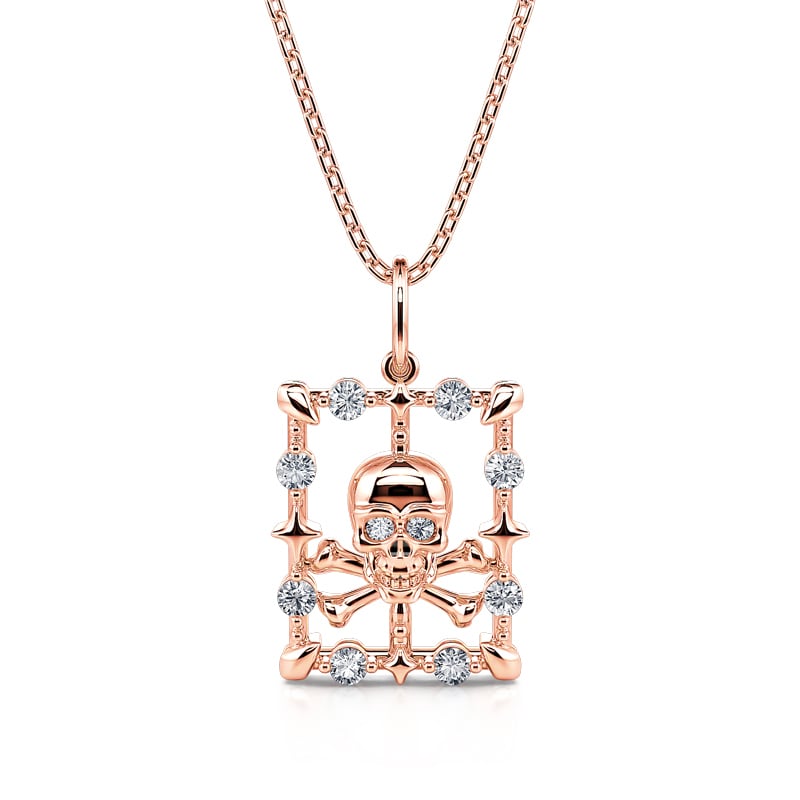 Jeulia "Danger" Skull & Crossbones Sterling Silver Necklace