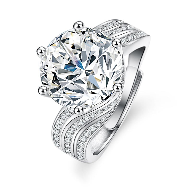 Jeulia Round Cut Three Lines Shank Sterling Silver Open Ring