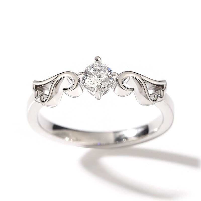 Jeulia "Angel Wings" Round Cut Sterling Silver Ring