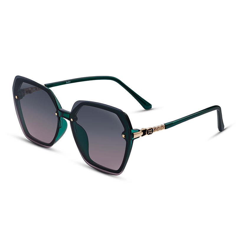 Jeulia "Shining Star" Okulary przeciwsłoneczne Hexagon Green-Pink Gradient Women's Sunglasses