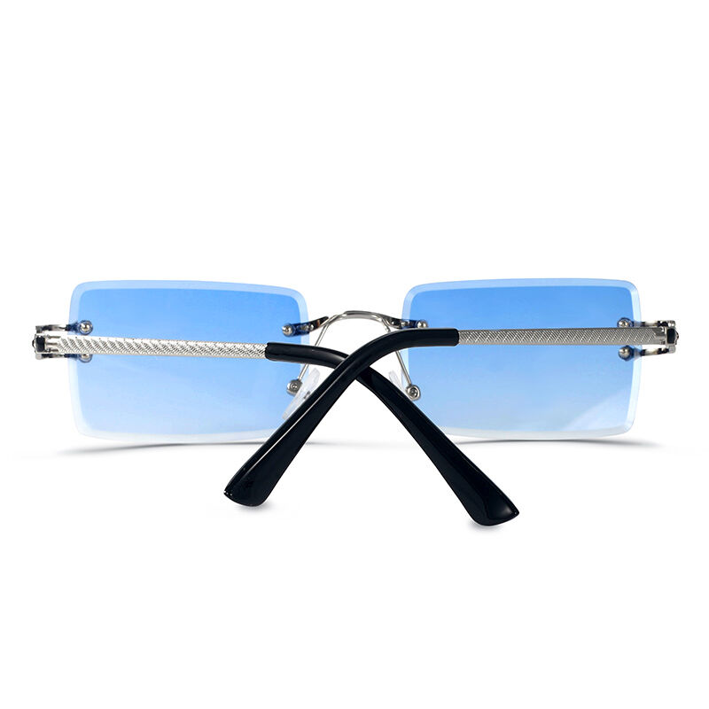 Jeulia "Hue Fantasy" Rectangle Blue Gradient Rimless Unisex Sunglasses