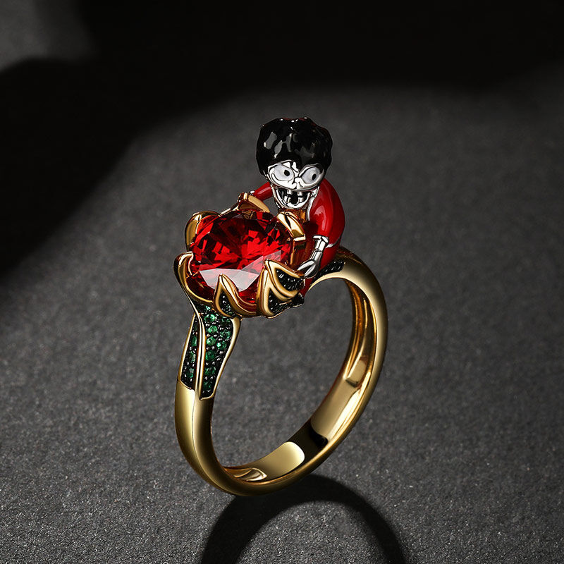 Jeulia Hug Me "Mr. Zombie" Round Cut Sterling Silver Ring
