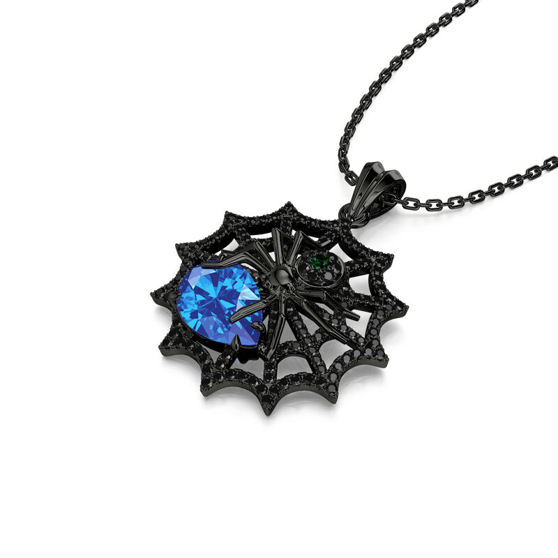 Jeulia "Clever Creator" Spider Web Sterling Silver Necklace