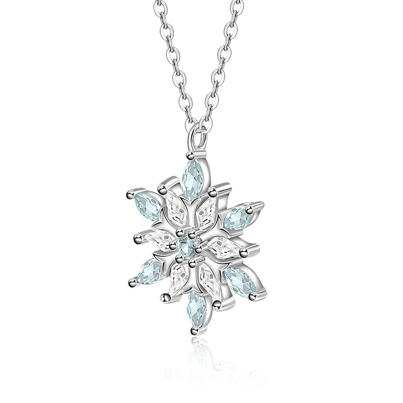 Jeulia Simple Snowflake Necklace Marquise Sterling Silver