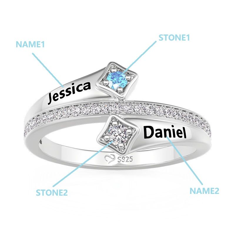 Jeulia Custom Name Round Cut Birthstone Ring