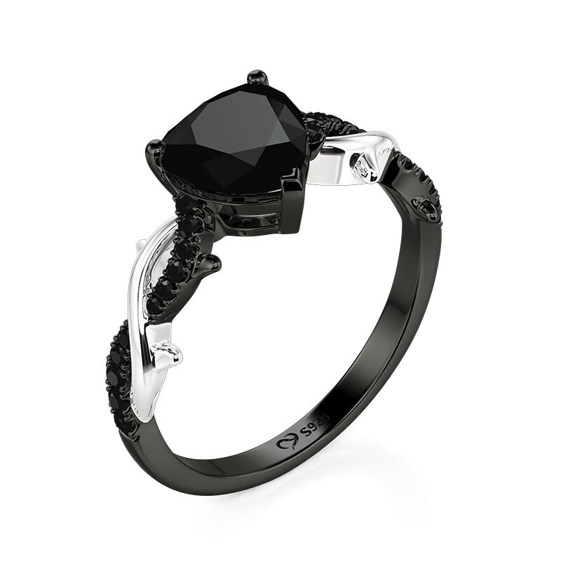 Jeulia Classic Twisted Thorns Black Heart Promise Ring