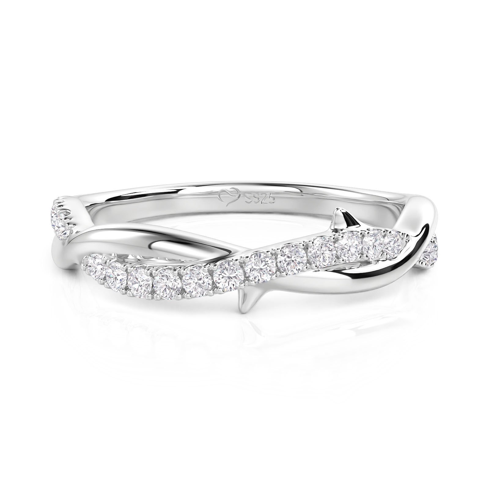 Jeulia Classic Thorn Twist Eternity Ring for Women Sterling Silver