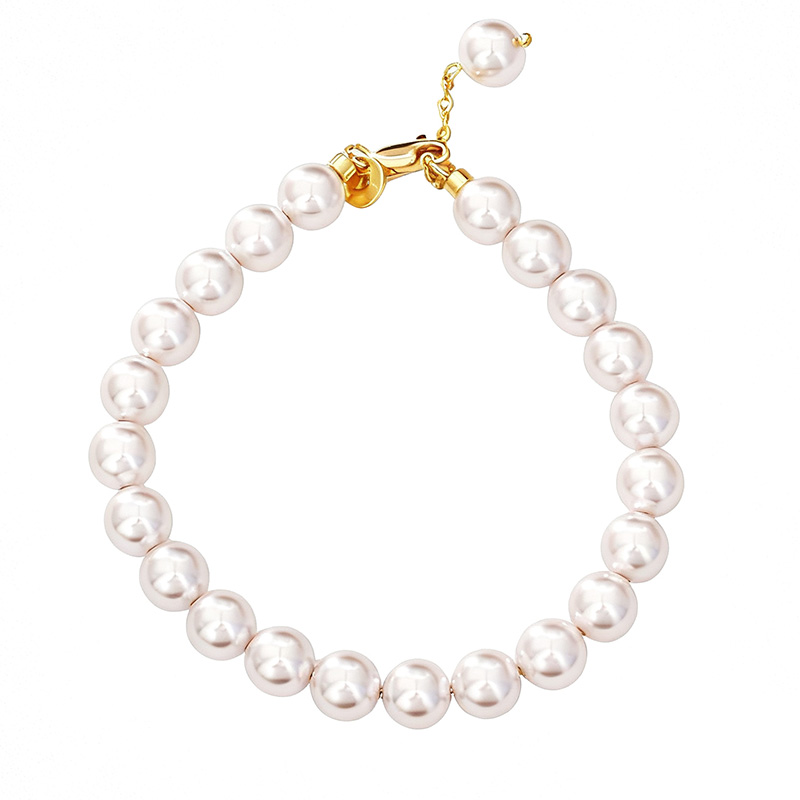 Jeulia "Timeless Elegance" Classic Golden Tone Pearl Bracelet