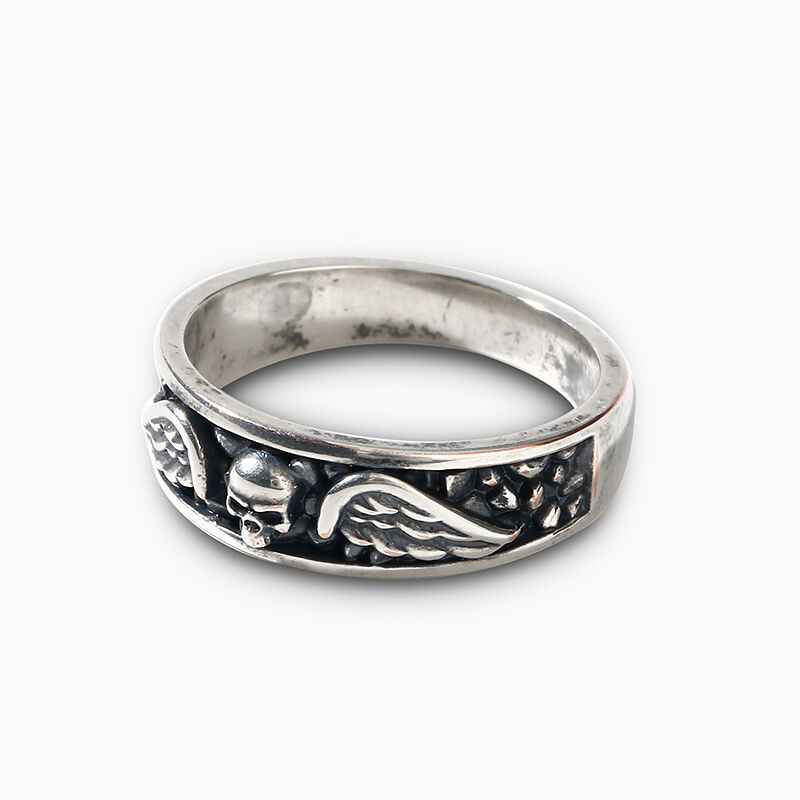 Jeulia "Flying Skull" Wing Sterling Silver Band