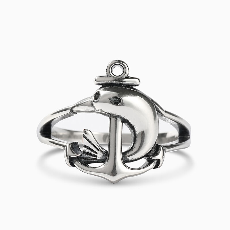Jeulia "Dolphin & Anchor" Sterling Silver Ring