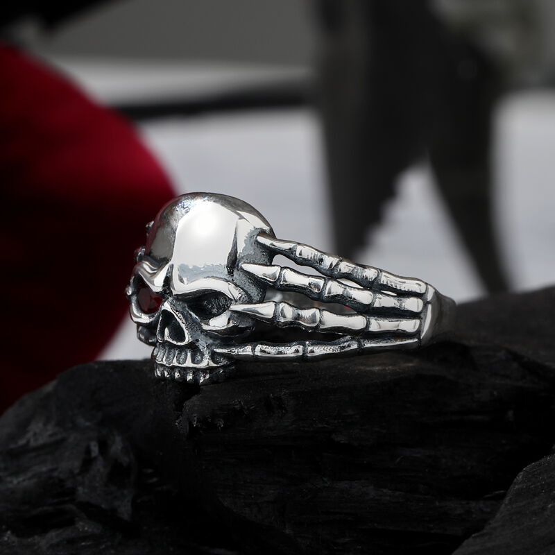 Jeulia "Demon Eye" Skull Skeleton Sterling Silver Ring