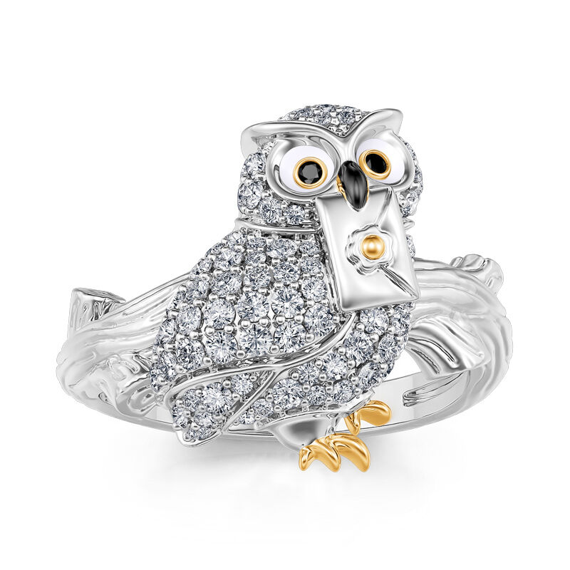 Jeulia "Cute Messenger" Owl Sterling Silver Ring