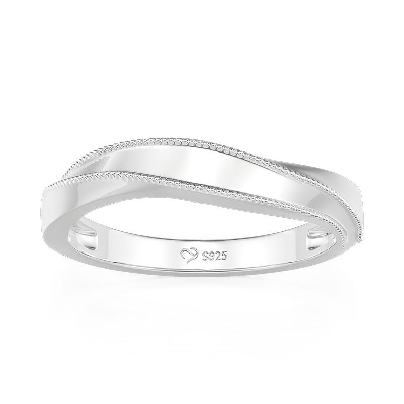 Jeulia Klassisk Våg Herre Vigselring i Sterling Silver