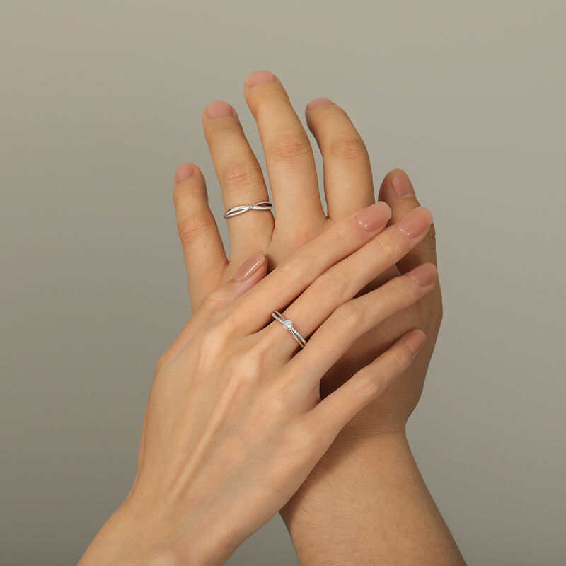 Jeulia Twist Mobius Infinity Couple Rings Sterling Silver