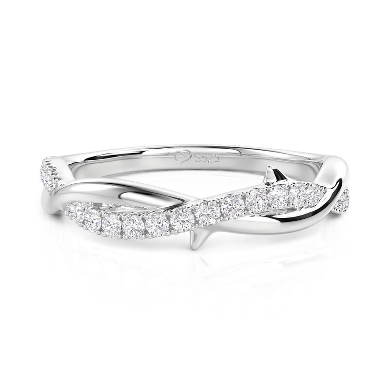 Jeulia Classico Anello Eternità per Donna con Spine Intrecciate in Argento Sterling
