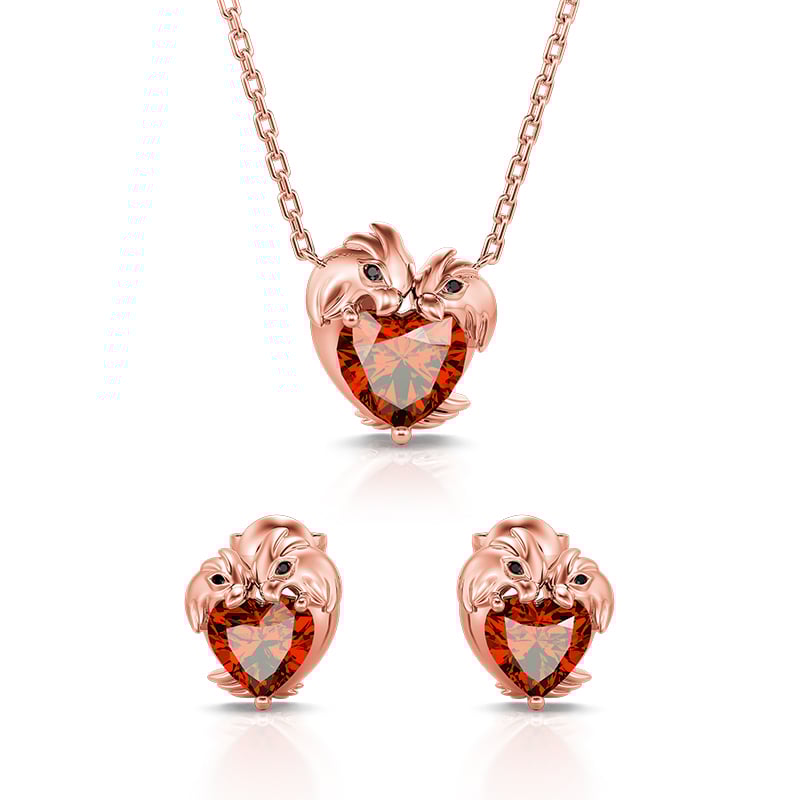 Jeulia "Love Chance" Sterling Silver Jewelry Set