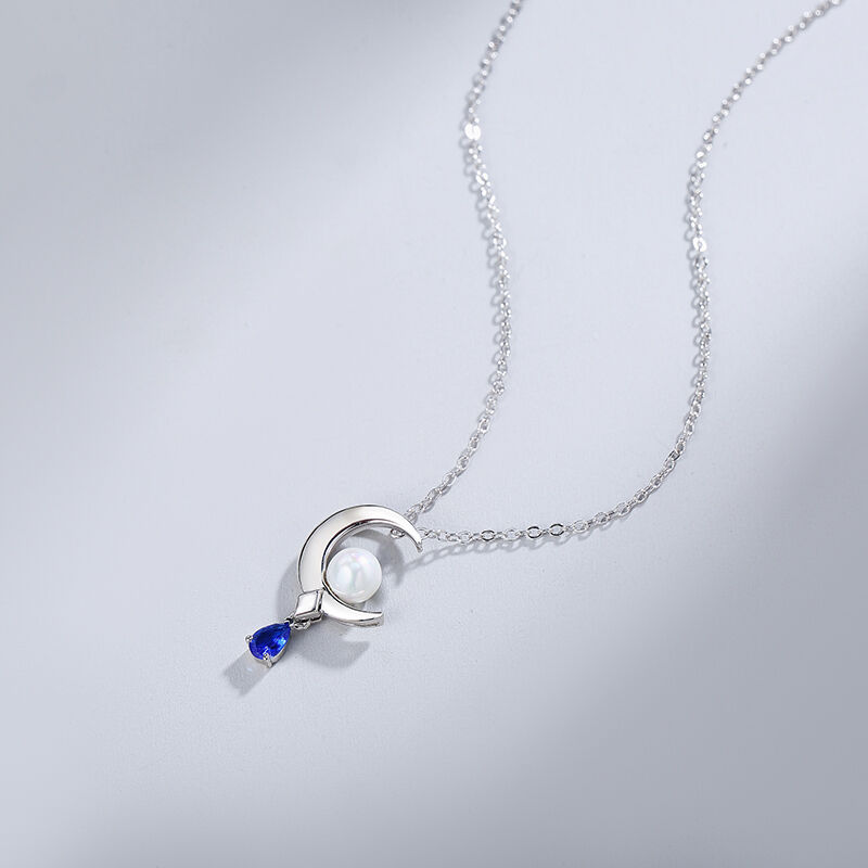 Jeulia Moon&Pearl Sterling Silver Necklace