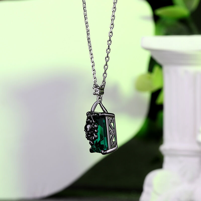 Jeulia "Phantom" Skull Emerald Cut Sterling Silver Necklace