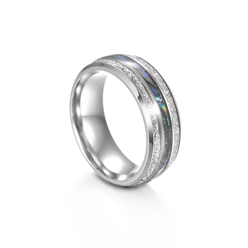 Jeulia Abalone Shell Titanium Steel Men's Band
