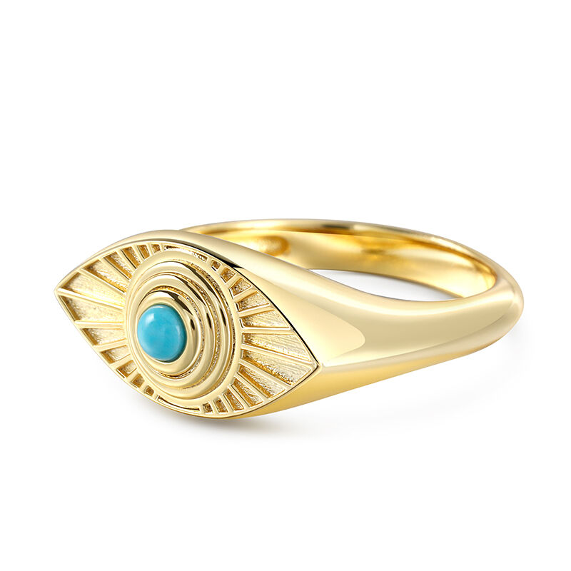 Jeulia Urquoise Evil Eye Signet Sterling Silver Ring