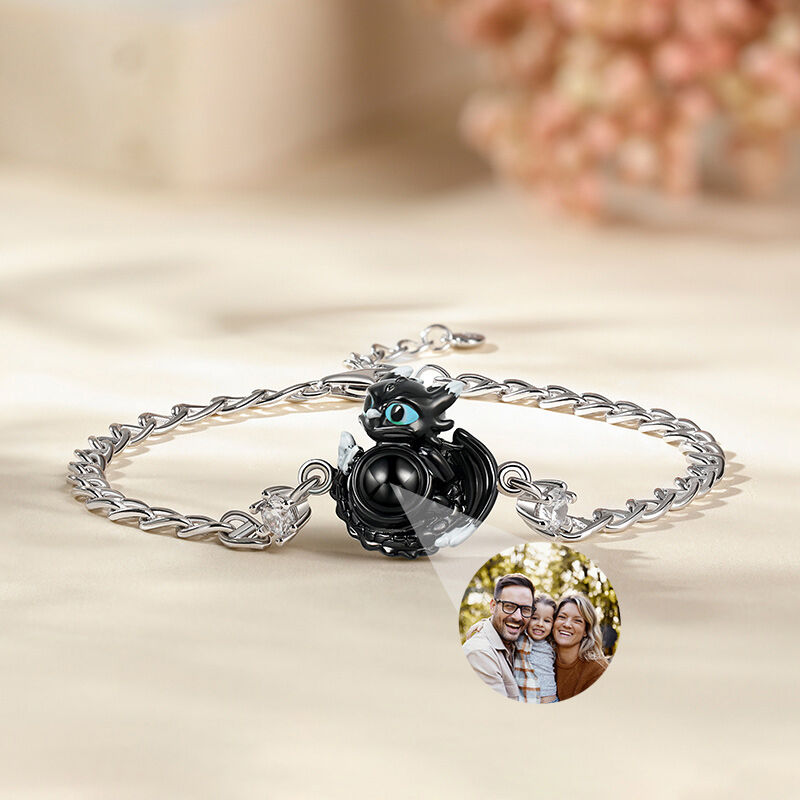 Jeulia "Your Dragon" Personalized Photo Projection Sterling Silver Bracelet
