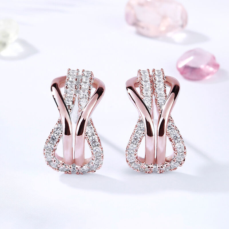 Jeulia Pendientes de Plata de Ley  Color Oro Rosa para Mujer