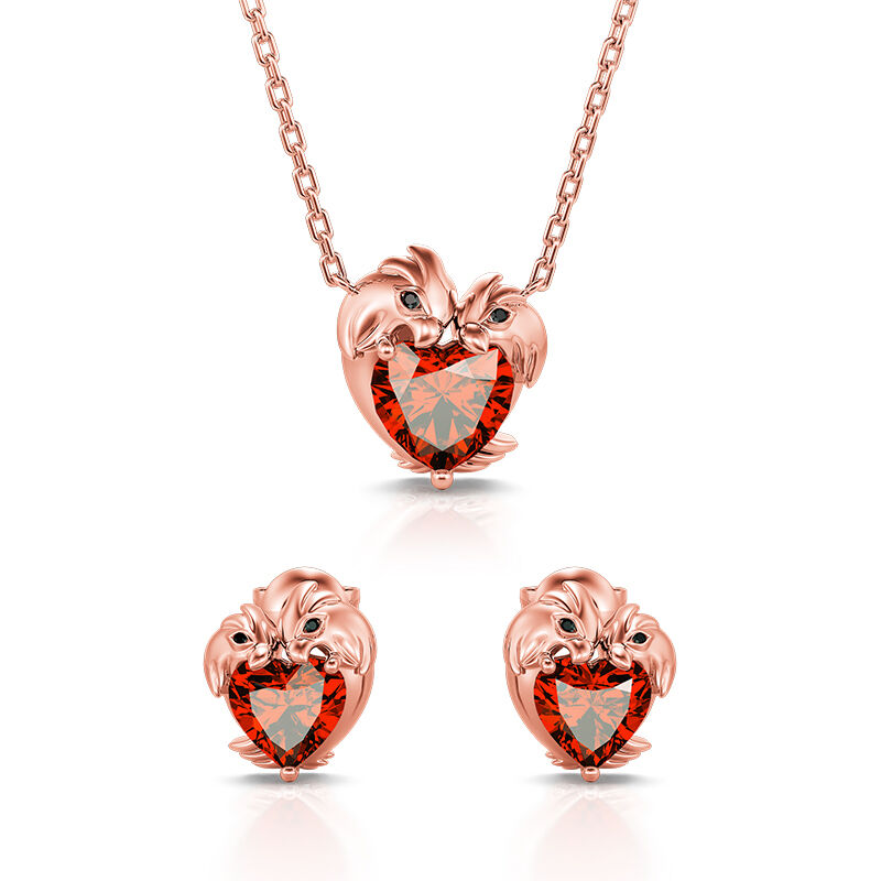 Jeulia "Love Chance" Sterling Silver Jewelry Set