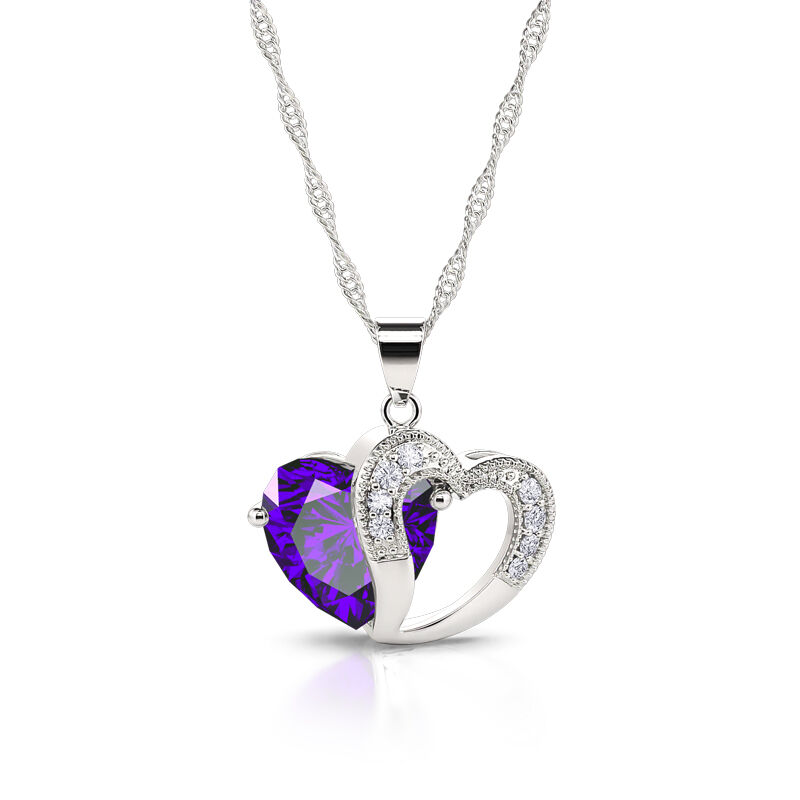Jeulia Heart Cut Sterling Silver Pendant Necklace