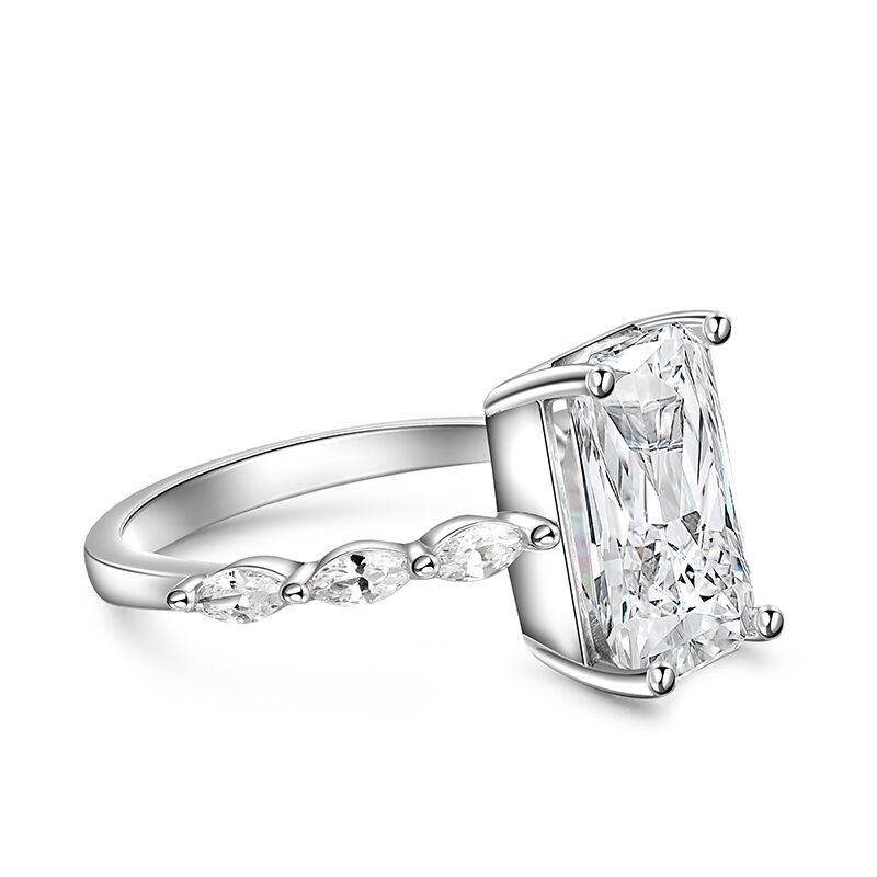 Jeulia "Captivating Brilliance" Radiant Cut Sterling Silver Engagement Ring