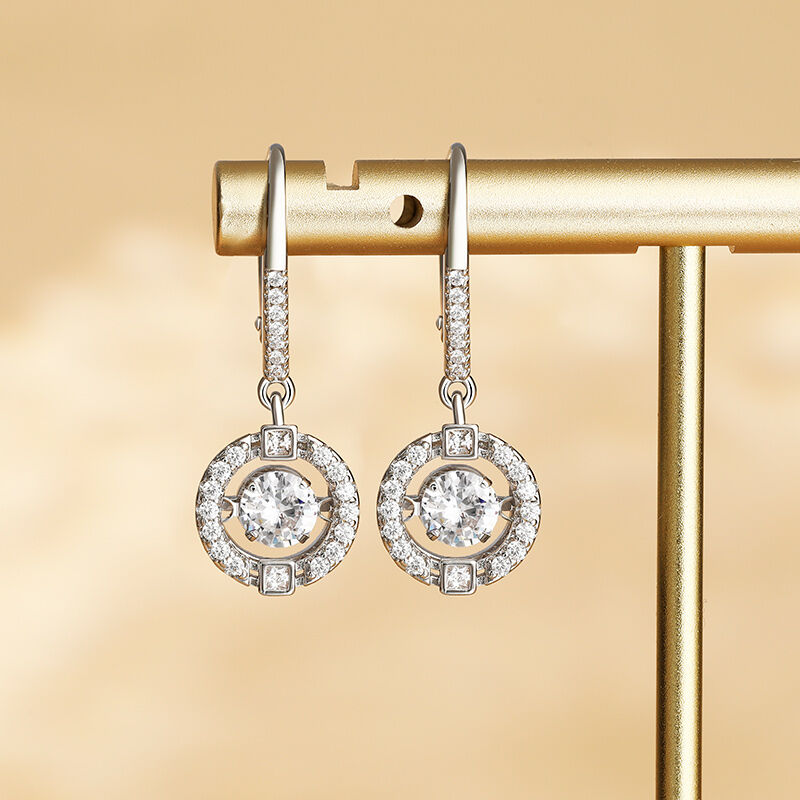 Jeulia Pendientes de Gota de Plata Esterlina con Baile Brillante