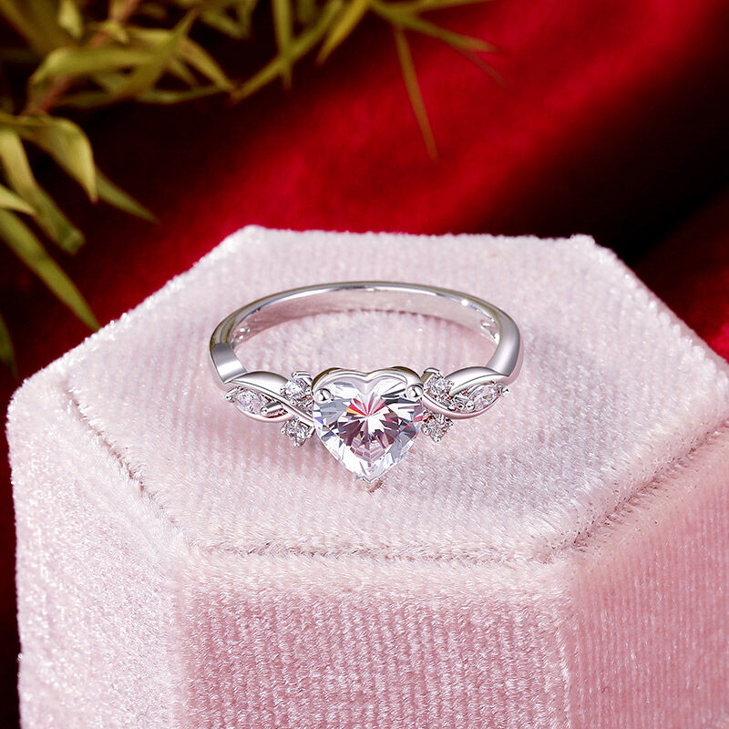 Jeulia Anillo de Promesa Doble Infinito con Corazón Personalizado