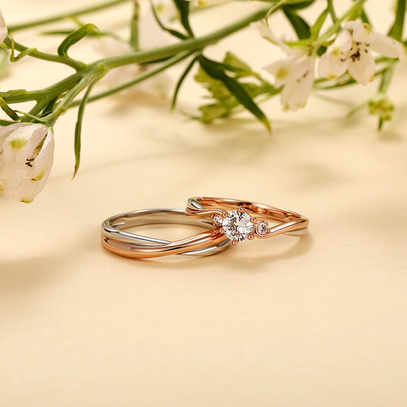 Jeulia Two Tone Minimalist Twist Men's Wedding Ring