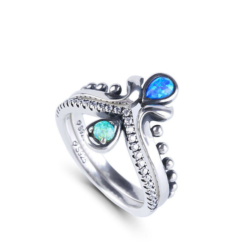 Jeulia Mermaid Teardrop Stackable Opal Ring