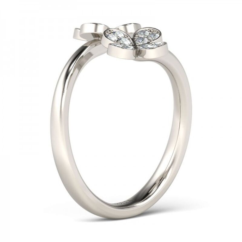 Jeulia Four Leaf Clover Design Sterling Silver Ring