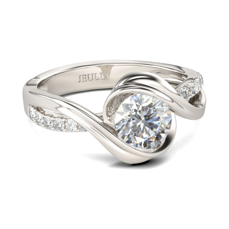 Jeulia Bypass Round Round Sterling Silver Ring